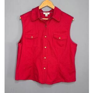 Talbots Women's Snap Front Sleeveless vintage Collard Vest Size: Large